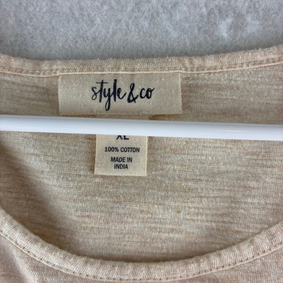 Style &Co Blouse 3/4 Bell Sleeve Peasant Boho Cottage Neutral Staple Feminine XL - Picture 6 of 11